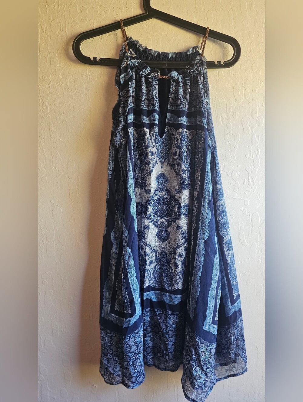 Mango Blue Paisley Mini Dress